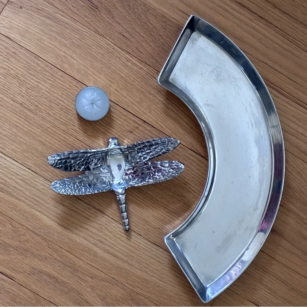 Vintage 90s aluminum candle/trinket tray and tea light holder